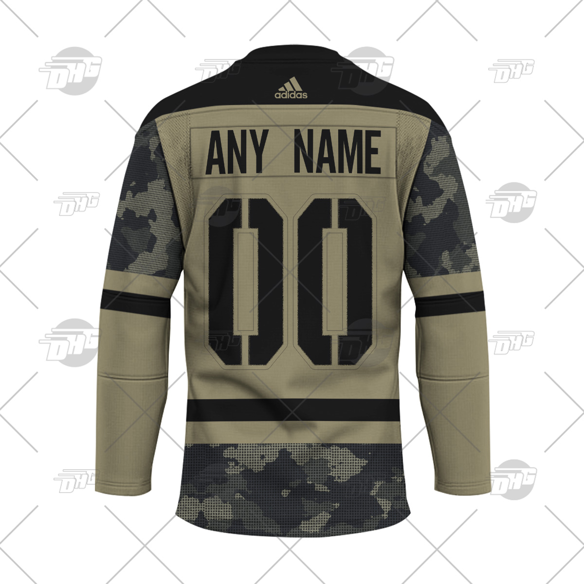 NHL San Jose Sharks Digital Camo Armed Forces Jersey Style Shirt Size XL