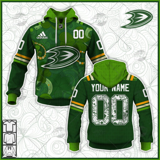 Personalized NHL Anaheim Ducks Jersey 2022 St. Patrick's Day Hoodie Shirt Long Sleeve