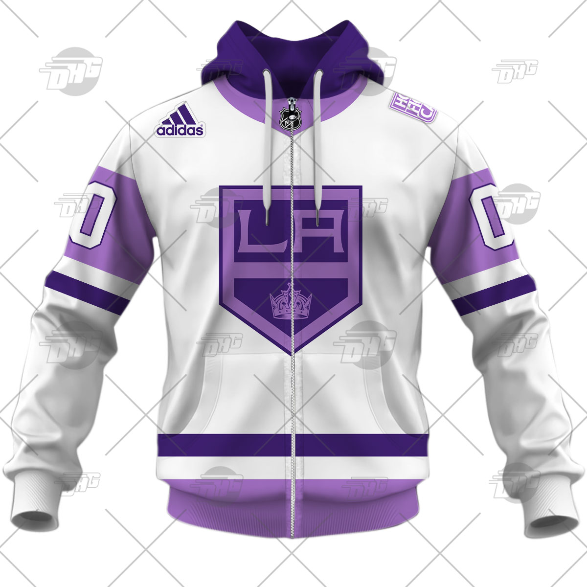 Los Angeles Kings adidas Hockey Fights Cancer Primegreen Authentic Custom  Jersey - White/Purple
