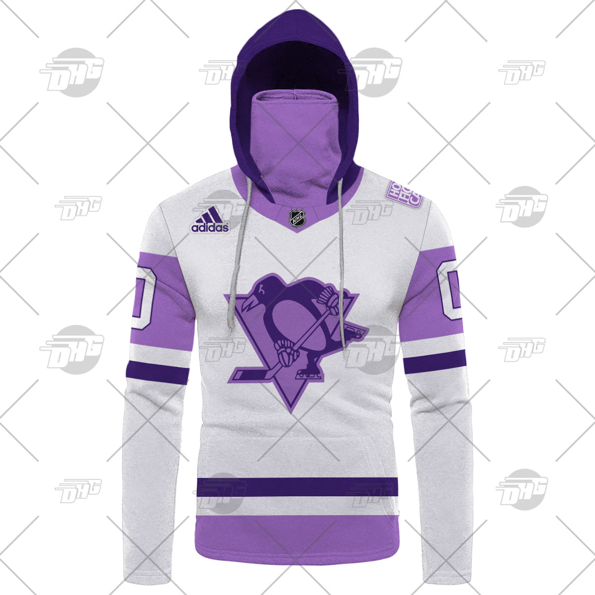 Custom Hockey Jerseys Pittsburgh Penguins Jersey Name and Number Purple Pink Reebok Fights Cancer Practice