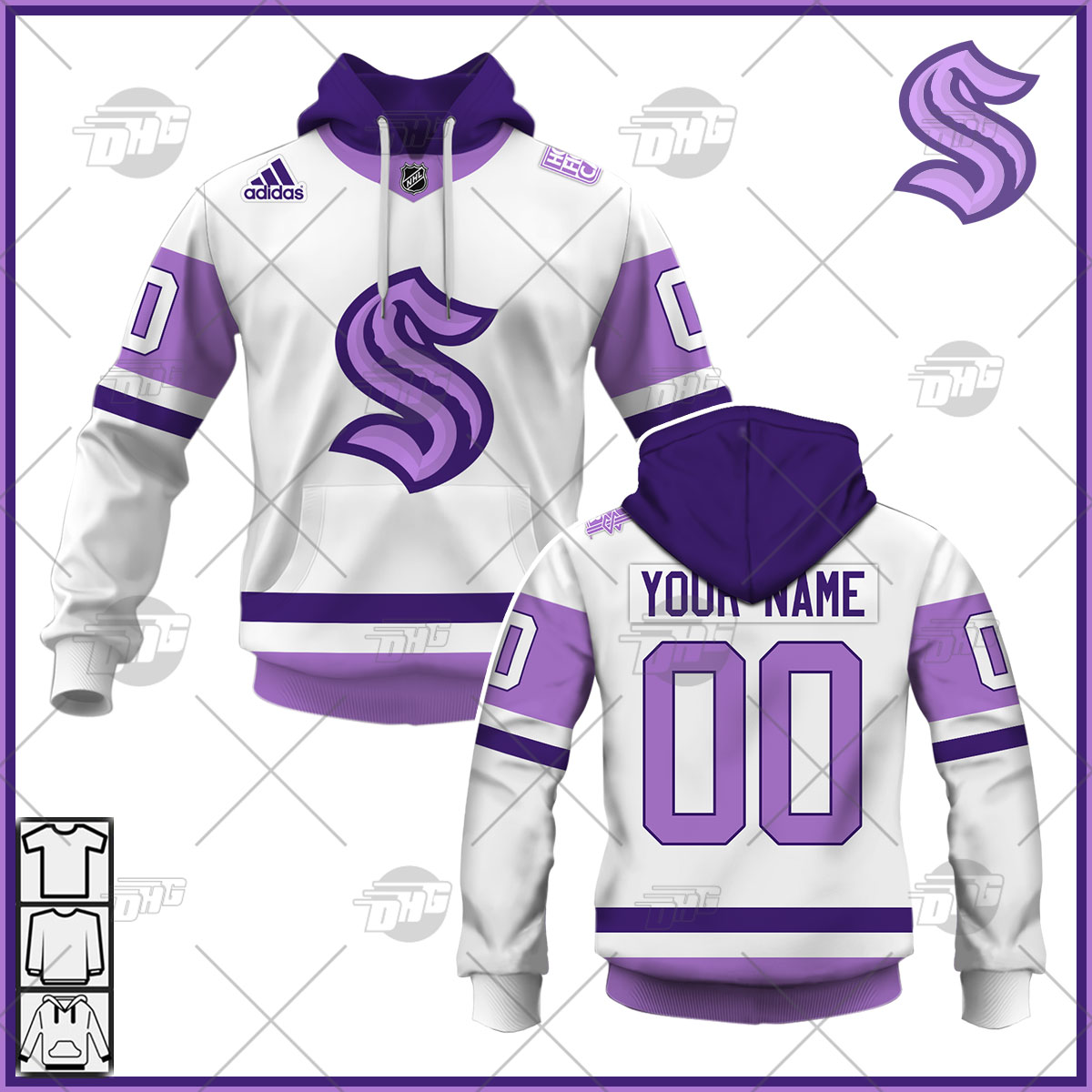 Personalized NHL Jersey Seattle Kraken White/Purple Hockey Fights Cancer  Primegreen Custom Jersey - WanderGears