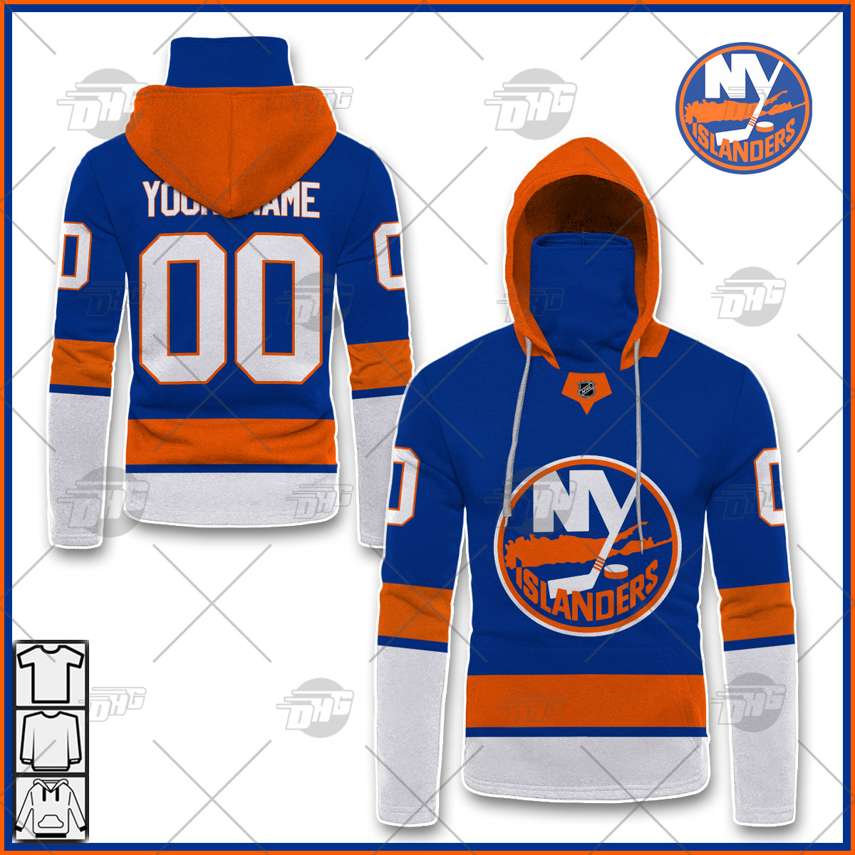 NHL New York Islanders Custom Name Number Military Jersey Camo Fleece Oodie