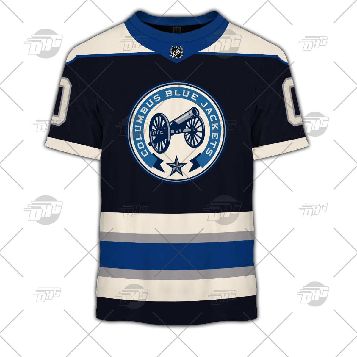 NHL Columbus Blue Jackets Custom Name Number 2022 Away Jersey T-Shirt