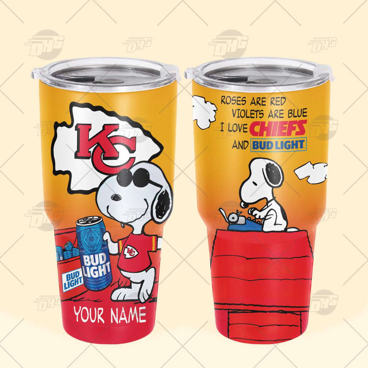 Kansas City Chiefs Bud Light Tumbler Snoopy Custom Name Gift For Beer  Lovers - Personalized Gifts: Family, Sports, Occasions, Trending