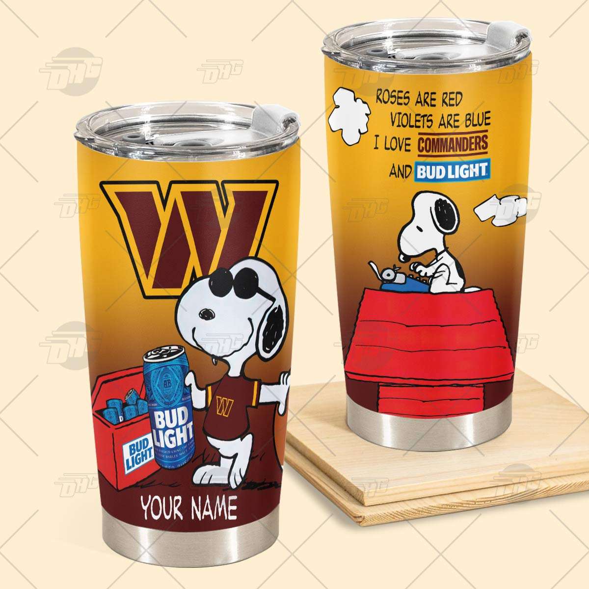 Personalized NFL Washington Commanders Snoopy BUD LIGHT Beer Lover