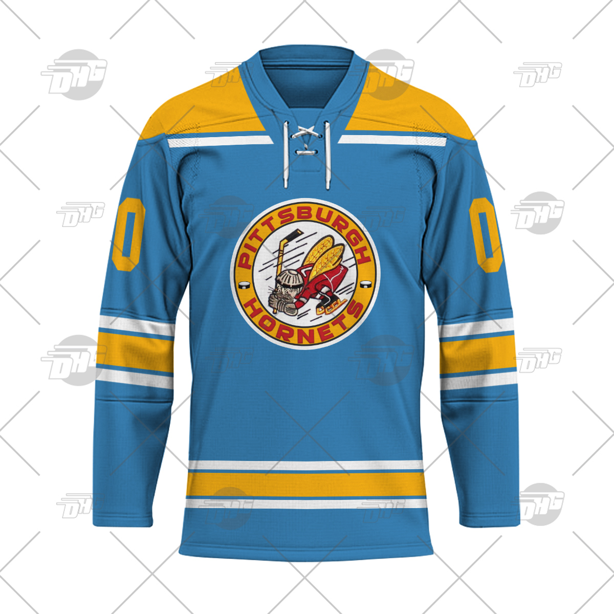 Any Name Number Pittsburgh Hornets Retro Custom Hockey Jersey Blue