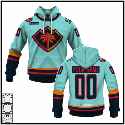 Personalized Coachella Valley Firebirds Turquoise Jersey